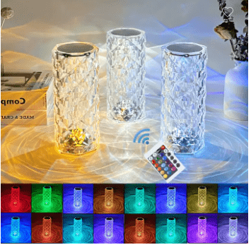 Cordless luxury crystal table lamp